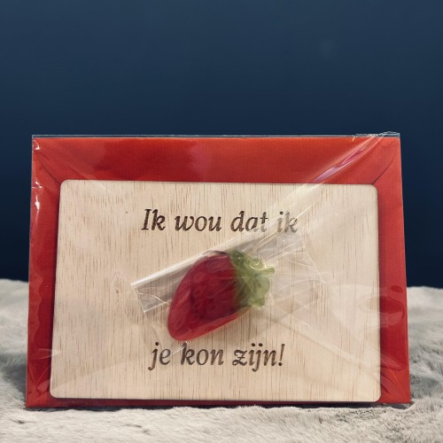 Houten Kaartje Ik Wou Dat Ik Je Aardbij Kon Zijn